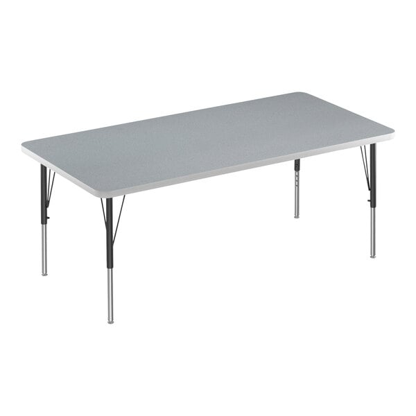 A rectangular grey Correll activity table with black legs.