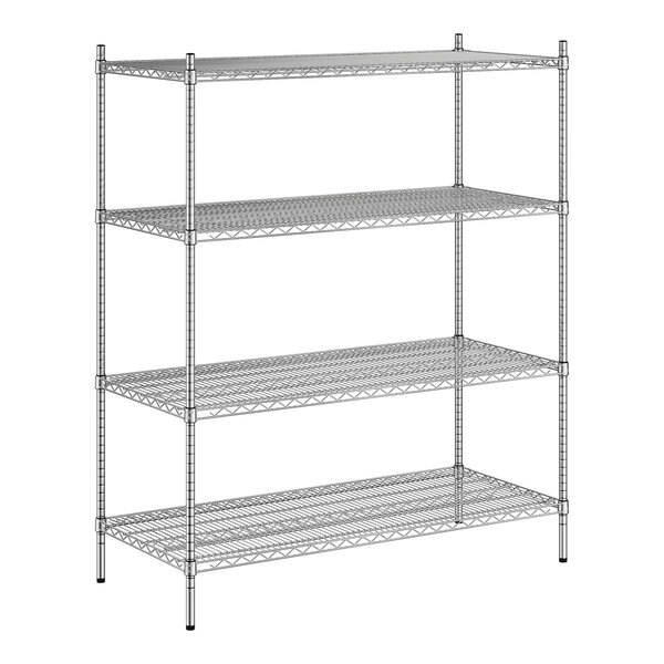 A metal rack with four shelves.