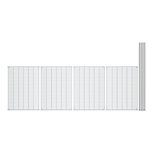 A white sheet of paper with a row of metal grids.