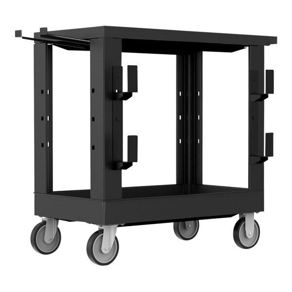 A black Luxor heavy-duty industrial cart with wheels.