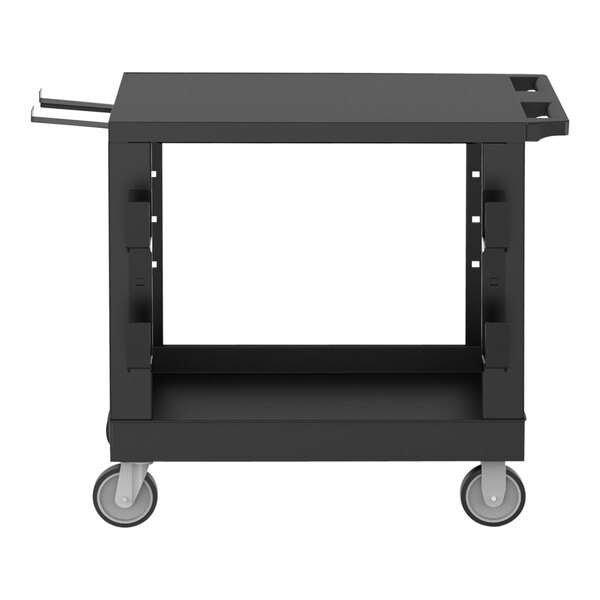 A black Luxor heavy-duty industrial cart with wheels.
