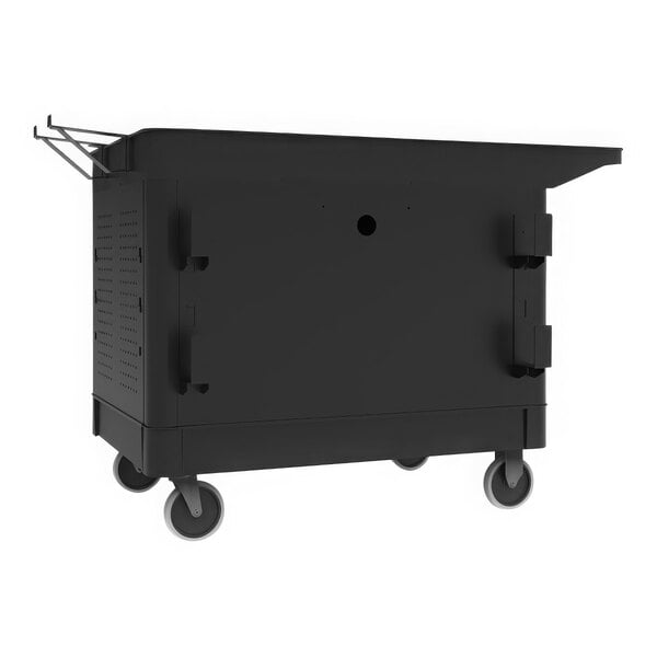 A black Luxor plastic utility cart with wheels.