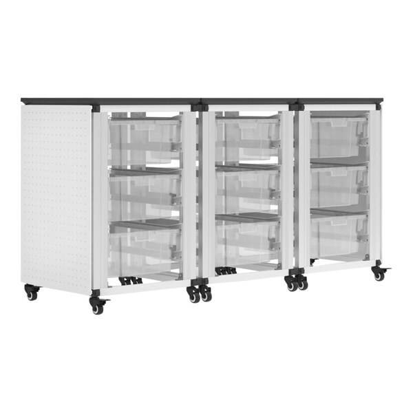 Luxor Modular Classroom Storage Cabinet - 4 Stacked Modules with 12 Large Bins