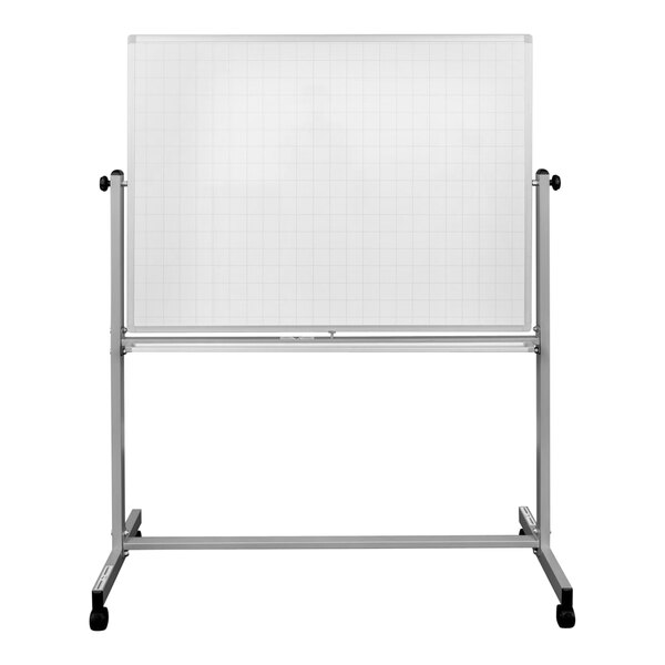 A Luxor whiteboard with a metal frame on a mobile stand.