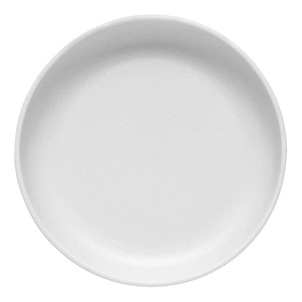 A white porcelain bowl with a speckled surface.