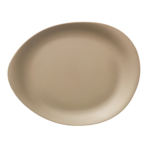 A white Libbey Driftstone melamine platter with a beige rim.