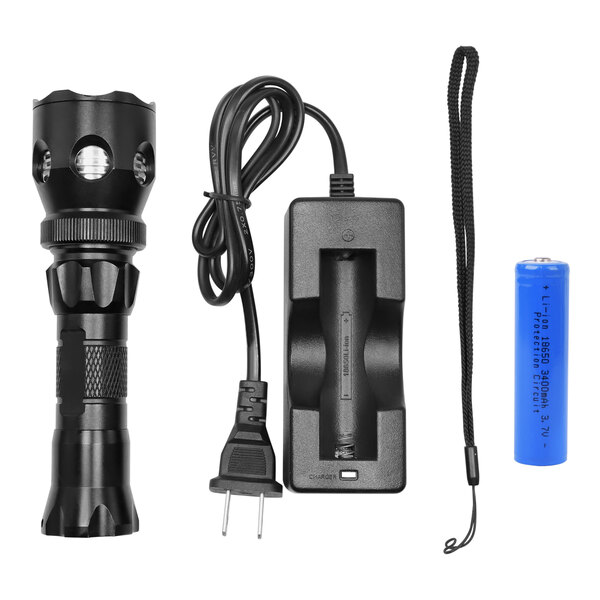 A black CRB Cleaning Systems B98 UV flashlight with a battery and charger.