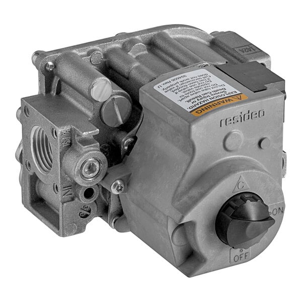 A Frymaster natural gas valve with a black cover and knob.