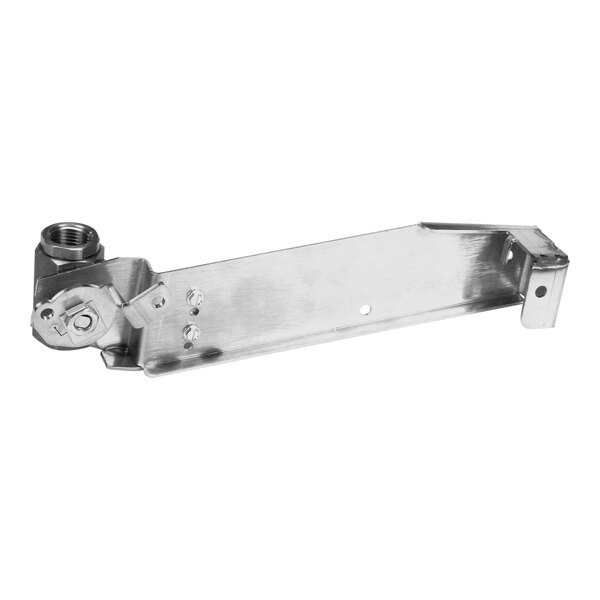 A metal Frymaster Left Hand Dual Vat Valve Return Assembly piece with screws.