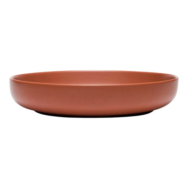 A brown Libbey Driftstone porcelain bowl with a matte finish.