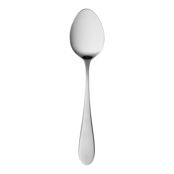 A silver stainless steel Reserve by Libbey Santa Cruz serving spoon.