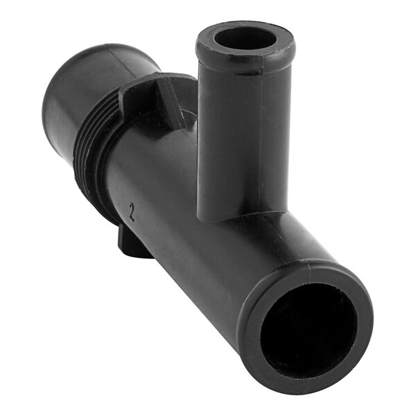 A black plastic pipe with a nozzle.