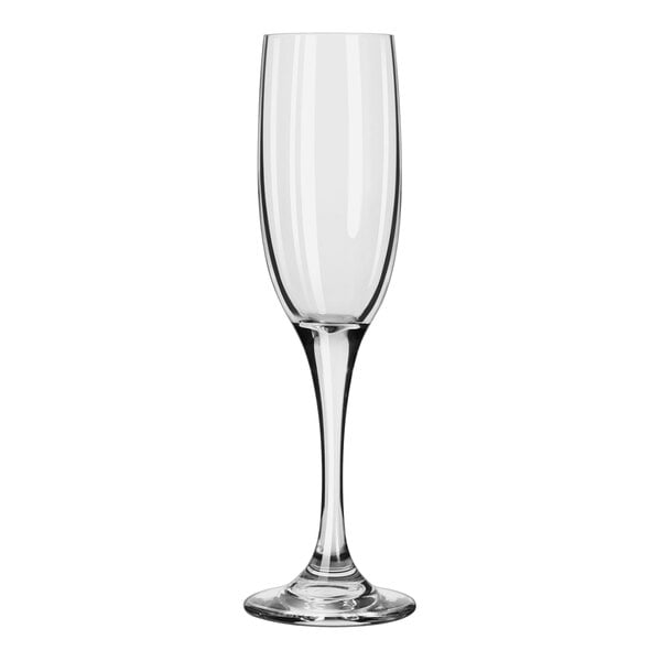 A close-up of a Libbey Charisma wine glass with a long stem.