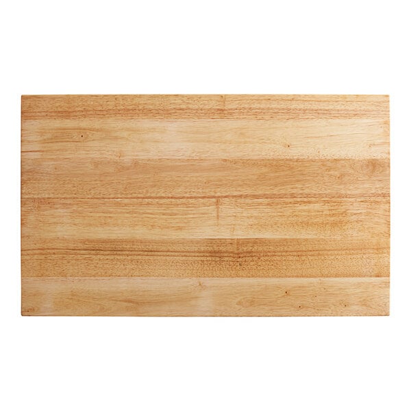 A wooden Choice cutting board with squared edges on a white background.