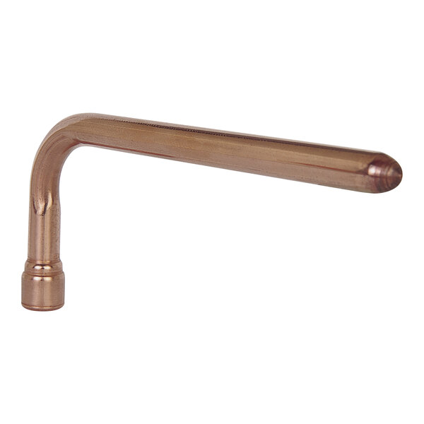 A long brown metal rod with black handles and a copper connection.