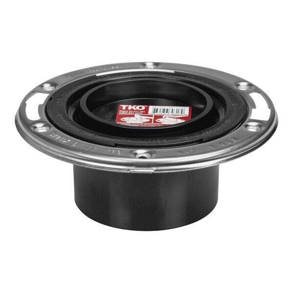 A black and silver Sioux Chief 884 Series ABS circular flange with a red label.
