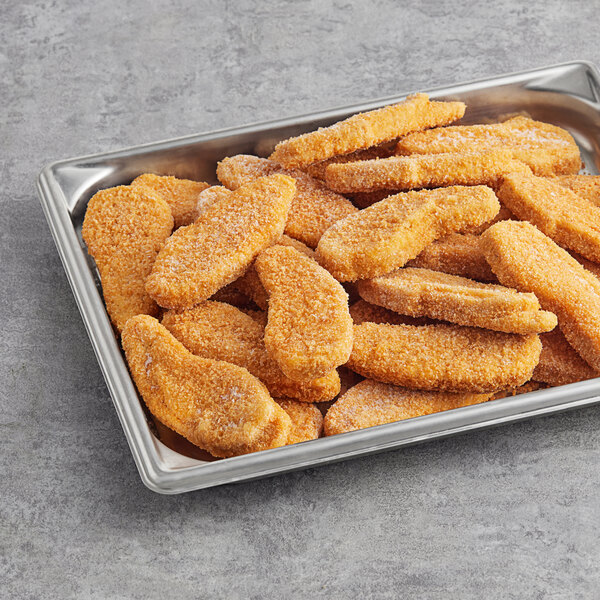 A tray of fried Impossible Foods Plant-Based Vegan Chicken Tenders.