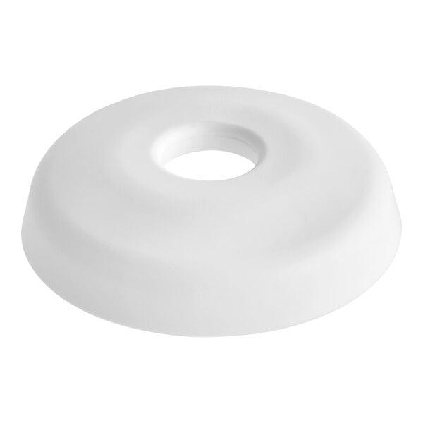 A white circular Sioux Chief TrimTite escutcheon with a hole.