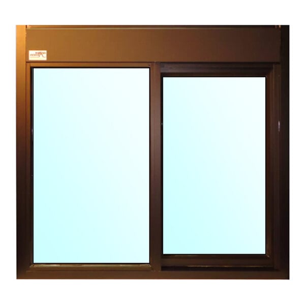 A bronze right-to-left manual drive-thru window with 3/4 inch smash-and-grab security glass.