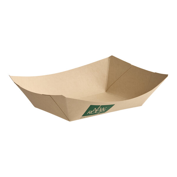 A rectangular compostable bamboo food tray.