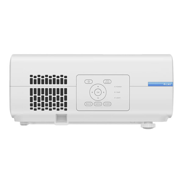 A white BenQ projector with blue buttons.