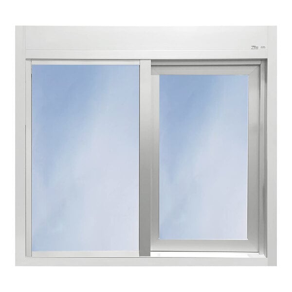 A white window with two glass panes.