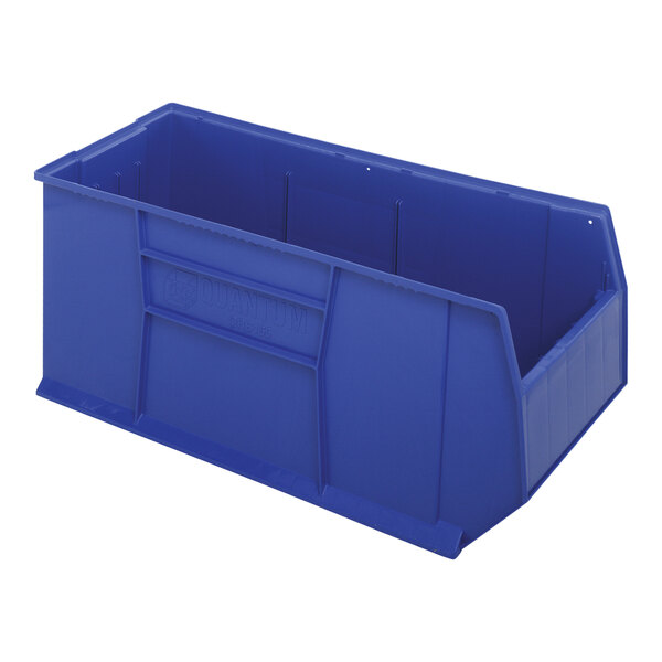 A blue Quantum pallet rack container.