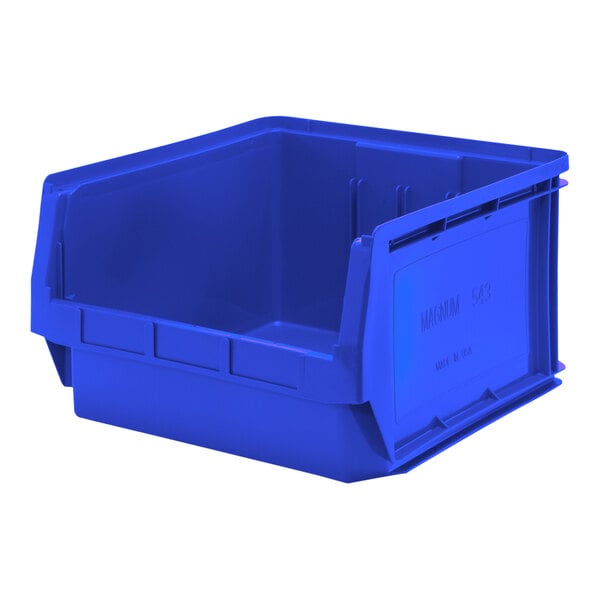 A blue plastic bin.