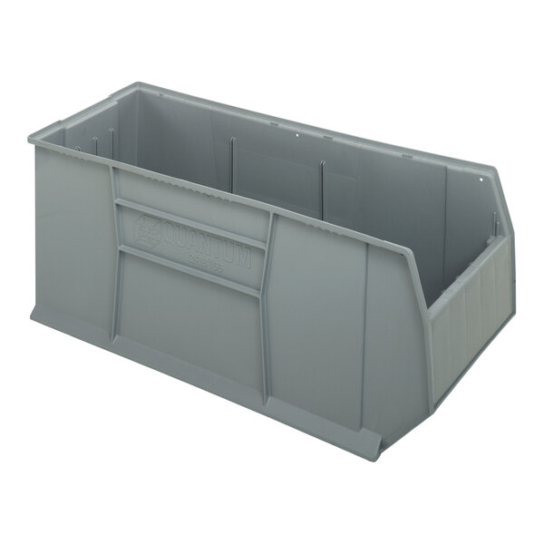 A grey plastic container with a handle.