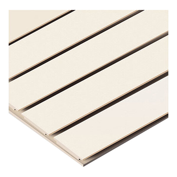 An almond vertical slatwall panel with white slats.