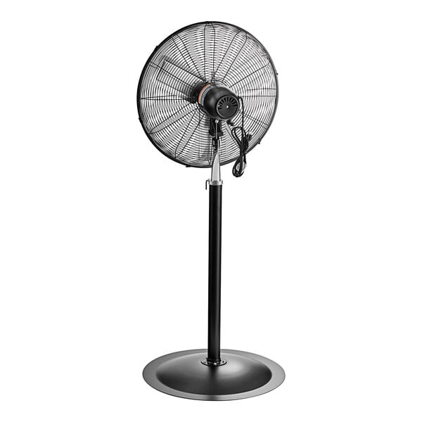 A black Boltic 24" oscillating pedestal fan on a metal stand.