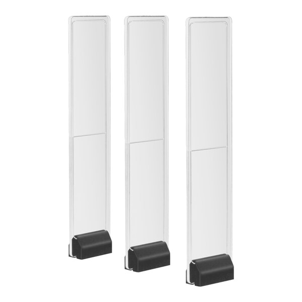 A Ketec Elite 8.2 MHz double aisle security system with clear plastic panels and black handles.