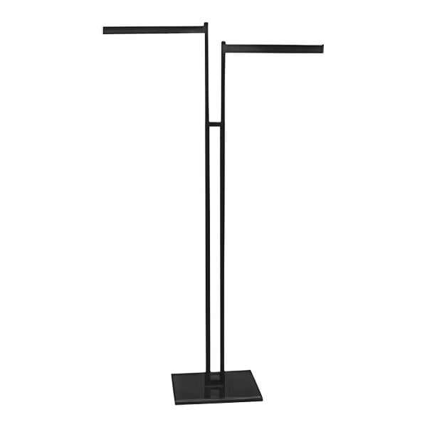 A black stand with two poles and straight arms.