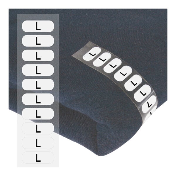 A black piece of clothing with a white wraparound label.