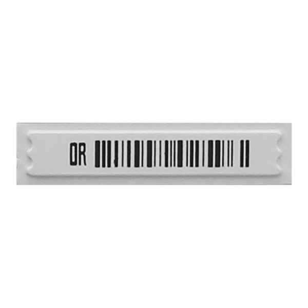 A white barcode sticker with black text that says "dr"