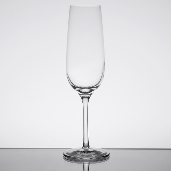 A close-up of a Stolzle Weinland flute wine glass.
