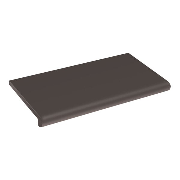 A black rectangular molded plastic shelf with bullnose trim.