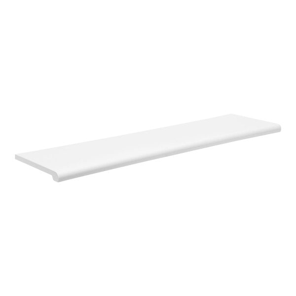 A white rectangular shelf with bullnose edges.