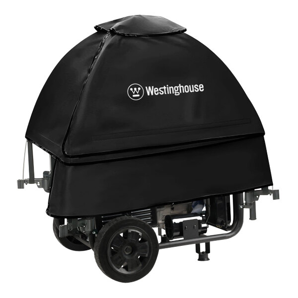 A black Westinghouse WGenTent cover on a cart.