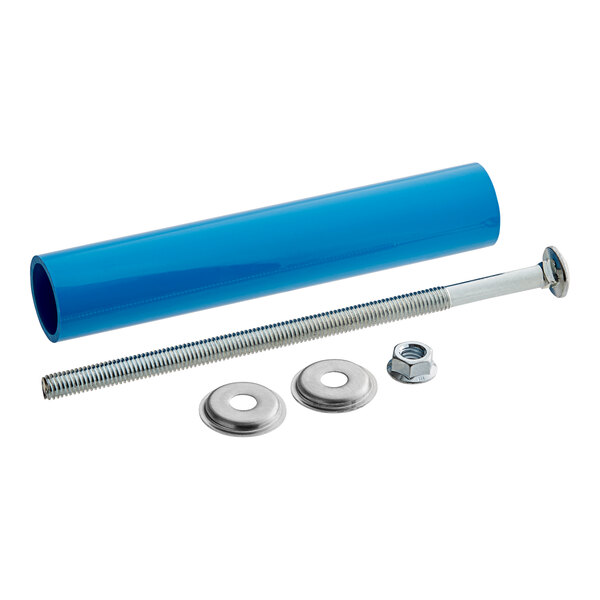 A blue Shortening Shuttle wheel handle with a bolt and nut.