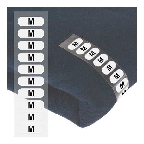 A black piece of clothing with a white wraparound label.