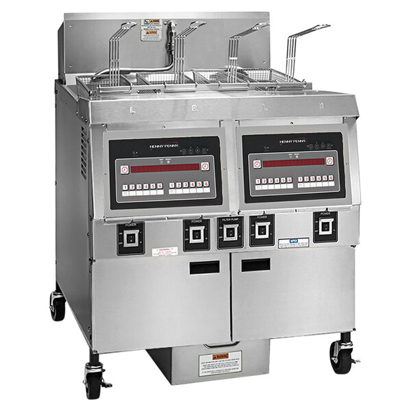 A Henny Penny electric fryer with Computron 8000 controls on a counter.