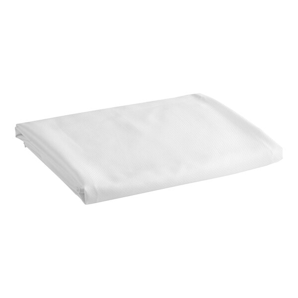 A white folded 1888 Mills Beyond Woven king size top sheet on a white background.