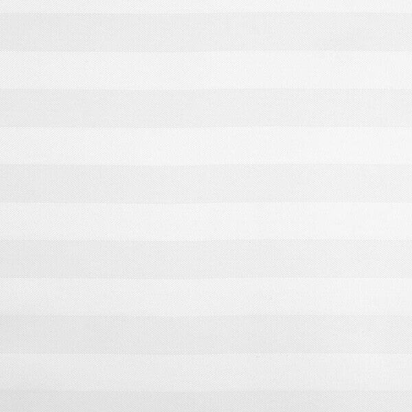 A white rectangular 1888 Mills Beyond Woven top sheet with black satin stripes.