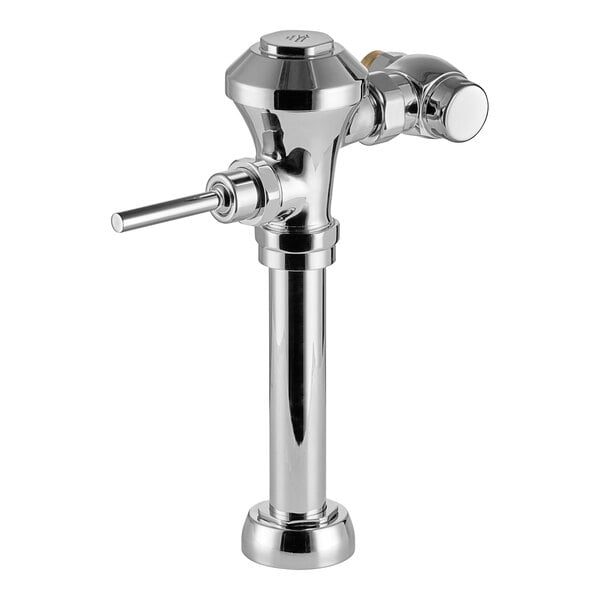 A chrome plated American Standard Ultima manual flush valve for a water closet.