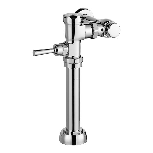 An American Standard metal toilet flush valve.
