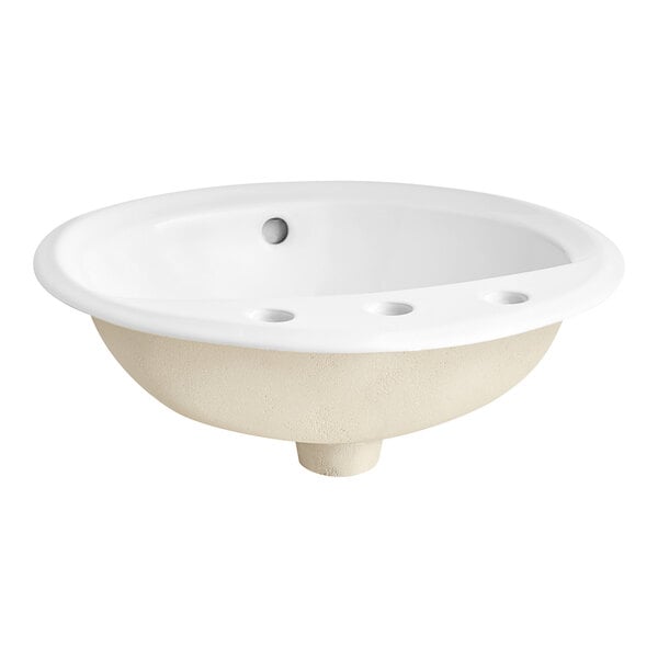 An American Standard white vitreous china drop-in sink with two holes.