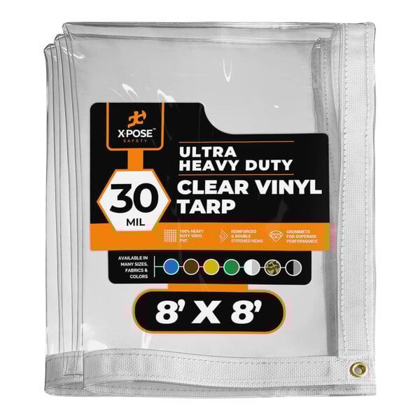 A package of clear vinyl bags with the words "super heavy duty" printed on it.