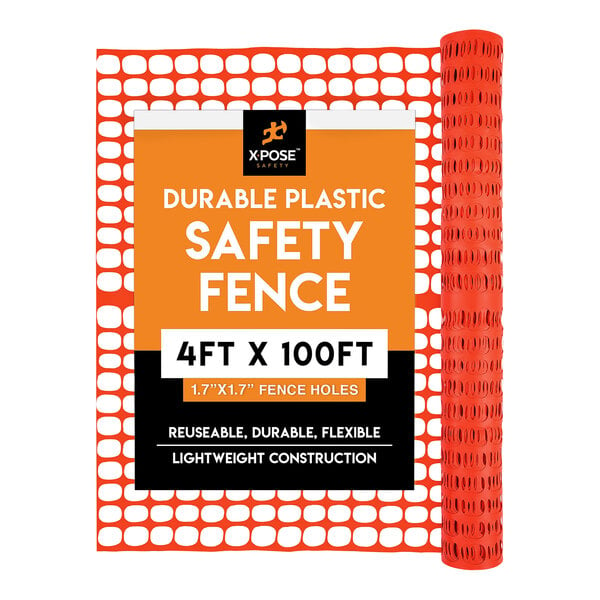 An orange Xpose Safety plastic safety fence with an orange mesh.