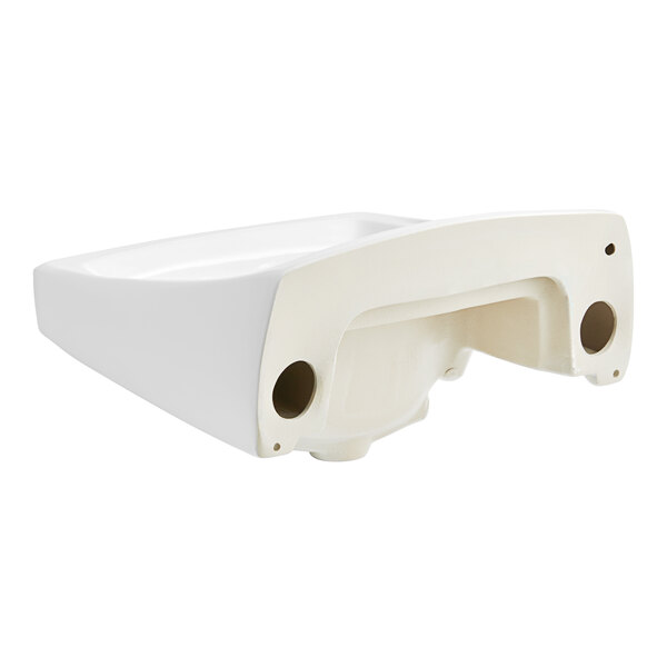 A white American Standard wall-mount commercial sink with holes.